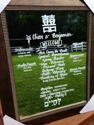 wedding program or timeline on mirror customizable and hand