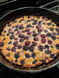 Blackberry Cobbler baked in cast iron.
