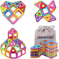 Amosting Magnetic Blocks Building Toy Tiles Sheet Kit 56pcs Magnetic Building Toys Magnetic Toys Magnetic Blocks