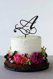 Initial Cake Topper Letter A Wedding Cake Toppers Personalised Etsy Torta De Cumpleanos Con Flores Pastel Con Flores Naturales Pastel Con Flores