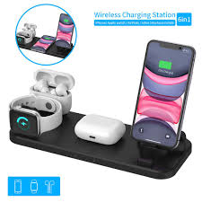 All these charging stands are compatible with every generation of apple watch right up to the latest apple watch 6 and apple watch se, as apple has always used the same convenient magnetic charging. 6 In 1 Qi 15w Fast Wireless Charging Station Type C Usb Charger Stand Dock For Iphone 11 Xs Xr X 8 Apple Watch 5 4 3 Airpods Pro Buy From 36 On Joom E Commerce Platform