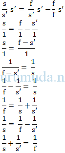 Secara umum sebenarnya rumus yang dimiliki oleh cermin cembung hampir mirip dengan rumus yang dimiliki oleh cermin cekung, akan tetapi terdapat perbedaan pada nilai fokus (f) di dalam cermin cembung yang negatif. Rumus Cermin Cekung Fisika Smp