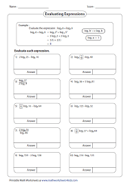 Logarithms Worksheets Evaluating Expressions Worksheets Persuasive Writing Prompts