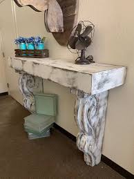 Vintage Entry Table With Large Corbels Large Corbels Hall Etsy Decorating Shelves Shabby Chic Hallway Decorating