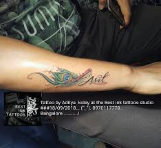 Fether With Name Tattoo Tattoo For Man Artist Aditya Koley Bangalore 8970117778 Tattoos Tattoo Studio Krishna Tattoo