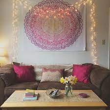 College Living Room Decor With Mandala Tapestry College Living Room Decor College Living Rooms College Apartment Living Room