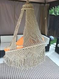 Handmade Macrame Outdoor Indoor Hanging Chair Swing Chair Macrame Pattern Diy Ebay Diy Hanging Chair Macrame Chairs Macrame Hanging Chair