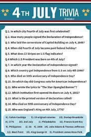 History trivia questions and answers! 100 Fourth Of July Trivia Questions Answers Meebily