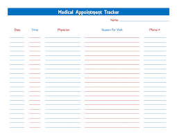 Medical Appointment Tracker Tracker Free Card Templates Free Medical Help