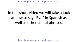 To say we would like… in spanish: How Do You Say Bye In Spanish