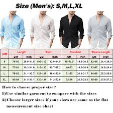 Details About Mens Linen Long Sleeve Shirt Summer Cool Loose Casual V Neck Shirts Tops Blouse