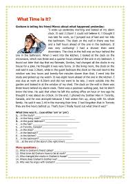 Welcome to esl printables, the website where english language teachers exchange resources: What Time Is It Reading Comprehension Worksheets Comprehension Worksheets Reading Comprehension