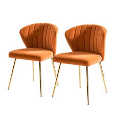 orange dining chairs kitchen