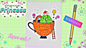 Draw Coffee Cop Landscap رسم منظر طبيعي خلاب سهل جدا وسط كوب شاي Notebook