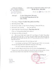 CÔNG TY CỔ PHẦN THỰC PHẨM LÂM ĐỒNG Số