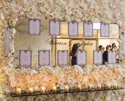 Ivory Flower Wall Seating Chart With Mirror Real Wedding