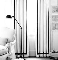Black And White Patterned Drapes Linen Drapes With Grosgrain Ribbon Trim Pair Linen Curtains Etsy Regarding White Curtains With Black Trim White Linen Panels Curtains Black Curtains