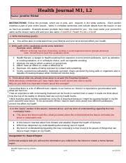 M1 L2 Journal Docx Health Journal M1 L2 Name Jennifer Michel Instructions Follow The Prompts Which Are In Pink And Respond In The White Sections Course Hero