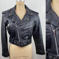 Vintage Umr Black Cropped Motorcycle Moto Leather Jacket Small Etsy Black Leather Moto Jacket Leather Jacket Black Crop