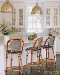 Elle Decor Black And Tan Bar Stools In White Kitchen French Bistro Chairs Bistro Chairs Bistro Stools