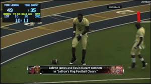 Team lebron vs team durant provided plenty of highlights. Watch Lebron James And Kevin Durant Face Off In Flag Football This Is The Loop Golf Digest