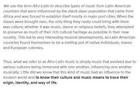 In everyday use, it generally means simply modern or new. What Is The Importance Of Knowing And Understandingthe History Of Afro Latin American Music Brainly Ph