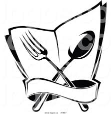 Angel clip art star clip art. Royalty Free Clip Art Vector Logo Of A Black And White Dining And Restaurant Silverware Menu By Vector Tradition Sm 7667