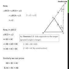 Theorem 7 8 Class 9 Sum Of Two Sides Of Triangle Is Greater Than Jpg Theorems Triangle Abc Greater Than