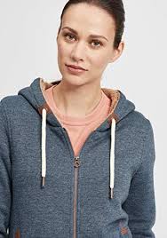 OXMO OXVicky Pile sweat zip huvtröja dam sweatjacka cardigan  sweatshirtjacka med teddy-foder dragkedja fickor normal passform, I Bl Mel  (7989915), S : Amazon.se: Mode