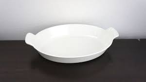 Vintage Le Creuset Oval Au Gratin With Handles 24 White Enameled Cast Iron Shallow Roasting Baking Serving Pan 1950s Fran White Enamel Cast Iron Au Gratin