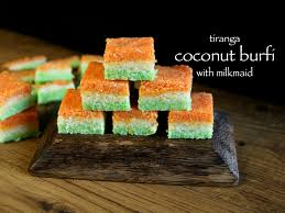 Coconut Barfi Recipe With Milkmaid Tri Colour Coconut Burfi Or Nariyal Barfi With Step By Step Photo Video E Coconut Barfi Recipe Coconut Burfi Burfi Recipe