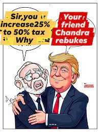 Trump's pressure on India want for Modi's resignation. India's economy may  collapse under weight of taxes in trade sector. Godi media give brain wash  tonic that India replied Us by Russia, China