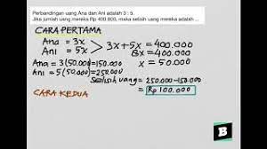 Check spelling or type a new query. Perbandingan Uang Ani Dan Ana 3 5 Jumlah Uang Mereka Rp 400 000 Selisih Uang Keduanya Youtube