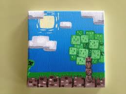 Pin By Alex Lewis On Minecraft Canvas Art Projects Mini Paintings Minecraft Theme