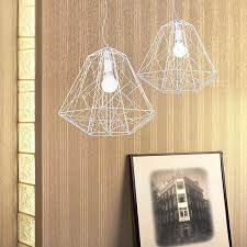 Modern Single Light Geometric Metal Cage Ceiling Pendant Light In White Pendant Lights Ceiling Lights Lighting