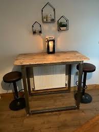 This type of table set has a round shape. Vintage Industrial Dining Table Small Metal Furniture Set 2 Chair Rustic Kitchen Ebay