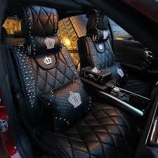 Bling Crown Car Accessories Set Neck Pillow Visor Organizor Tissue Box Gear Shift Braker Cover Bling Car Accessories Car Bling Leather Car Seats