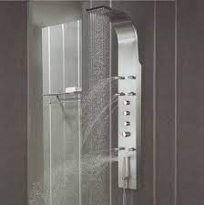 Stainless Steel Thermostatic Shower Panel Faucet With Body Jets Sprays Handset Contemporary Showers Shower Panels Luxury Bathroom Master Baths Modern Shower