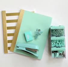 Mint To Be School Supplies Notebooks Stapler Paper Clips Tacks Binder Clips Gold School Supplies Mint Cute School Supplies