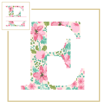 (p214) miniature art cross stitch. Floral Monogram E Cross Stitch Pattern E Initial E Letter Cross Stitch Baby Birth Nursery Split Letter Cross Wedding Anniversary Wedding Zindagi Designs