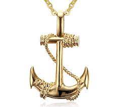 Gold Plated Stainless Steel Ship Anchor And Rope Viking Nautical Pendant Necklace For Men With Chain Anchor Pendant Gold Anchor Pendant Womens Jewelry Necklace