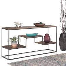 Brooklyn Max Tait Solid Mango Wood And Metal 60 Inch Wide Industrial Contemporary Console Table In Light Walnut Brown Walmart Com In 2020 Contemporary Console Table Console Table Contemporary Console