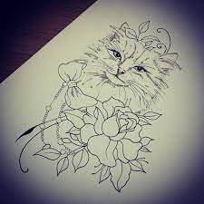 Tattoo Cat And Flower Cat Tattoo Memorial Tattoos Arm Cat Flower Tattoo