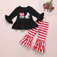 Workout clothes, for any sport. 2021 Valentines Day Outfit Set Toddler Kids Baby Girls Ruffle Love Leopard T Shirt Top Bell Bottoms Pant Outfits Girls Clothes From Wenjingcomeon 6 44 Dhgate Com