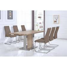 Stainless steel dining table base. Zara Dining Table With Natural And Stainless Steel Base 6 Chairs