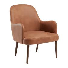 New Brooklyn Armchair | Tan Faux Leather Stylish Cocktail Chair Wooden Leg