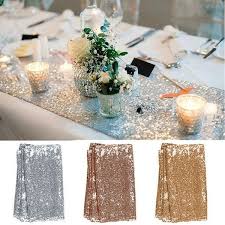 30x180cm Luxury Silver Gold Sequin Table Runners Sparkly Bling Wedding Party Decor Shiny Table Runners Wish Sequin Table Runner Table Runners Wedding Glitter Table Cloths