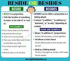 Beside Or Besides What Is The Difference In English English Study Online English Study Learn English English Words