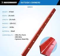 4 ft Steel Outside Corners for Concrete Forms 1 pcs - $86.90 each