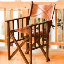 Folding Brown Leather Directors Chair Directors Chair Chair Vintage Style Chairs